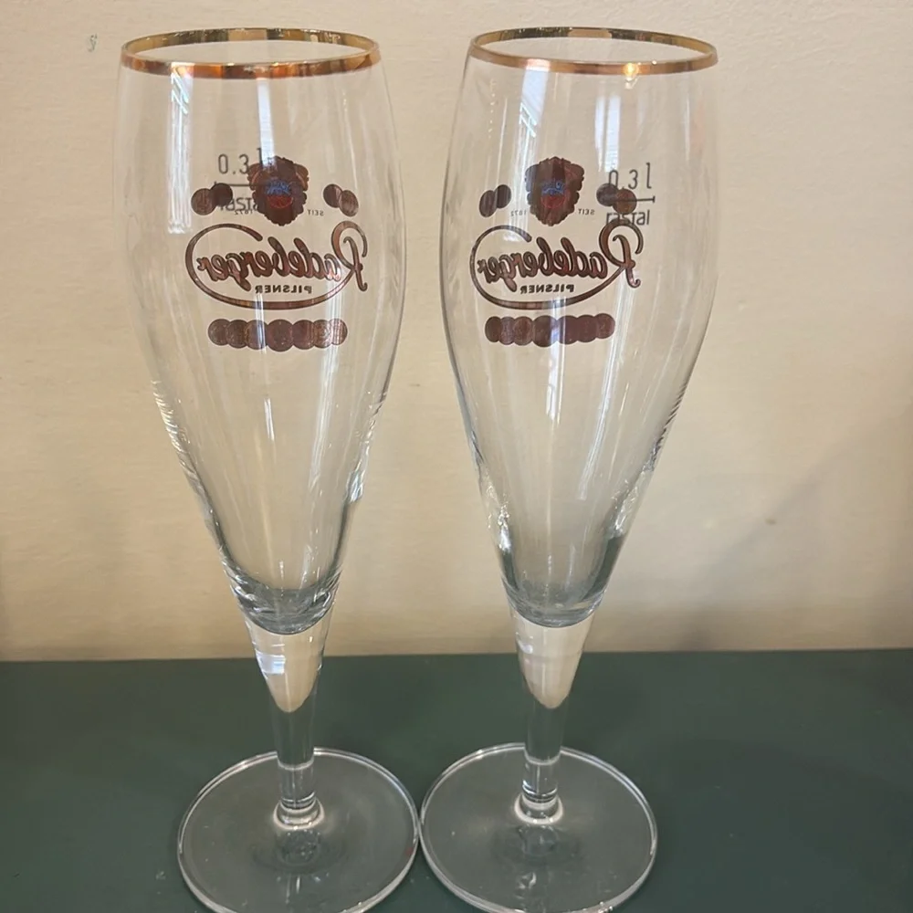 Vintage Radeberger Pilsner Tulip Beer Glasses- Set of 2